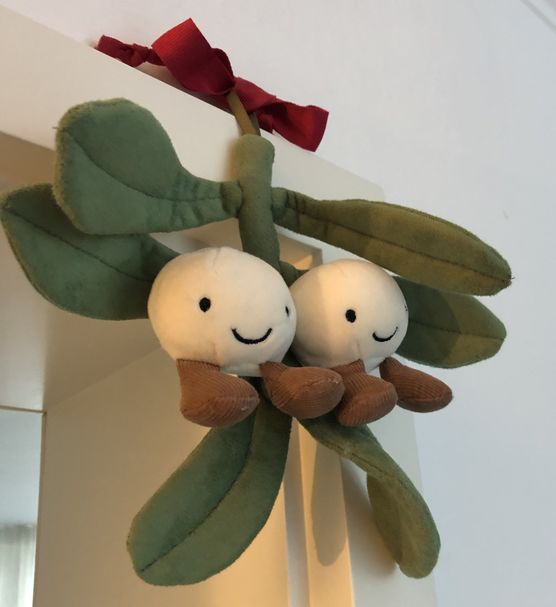 Erste Weihnachtsdeko....der Stoffmistelzweig hängt Erste Weihnachtsdeko....der Stoffmistelzweig hängt