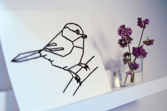 Stickbild Vogel - tolle Frühlingsdeko Stickbild Vogel - tolle Frühlingsdeko