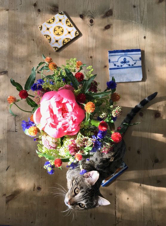 Wiesenblumen, drei Azulejos und Wiesenblumen, drei Azulejos und