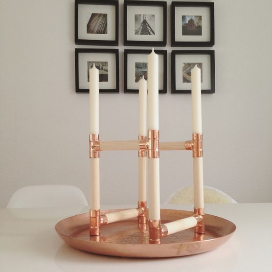+DIY Kupfer und Fichtenholz Kerzenständer+ +DIY Kupfer und Fichtenholz Kerzenständer+