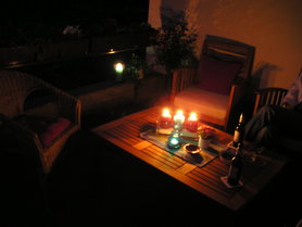 Schönes Wetter, also gabs das erste Bierchen auf der Terrasse!