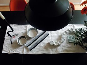 Schwarz/weiß/orange