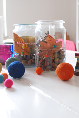 Bunte Herbstdeko mit Weck Glas