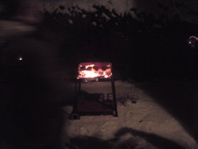 grillen im schnee