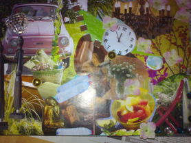 Collage auf einer Box