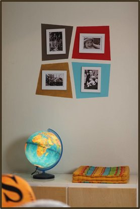 Fotowand mit aufgemaltem Rahmen