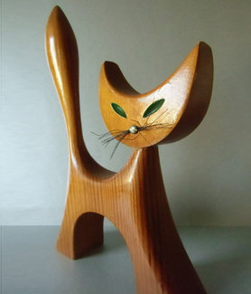 Holzkatze aus den 60er Jahren