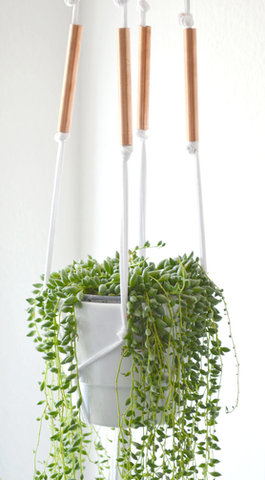 moderne DIY Makramee Blumenampel mit Kupfer