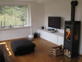 Kamin und Plasma mit Einbauregal für DVD / CD