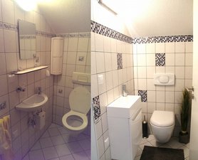 Vorher & Nachher - Das Gäste WC mit Fliesenaufkleber