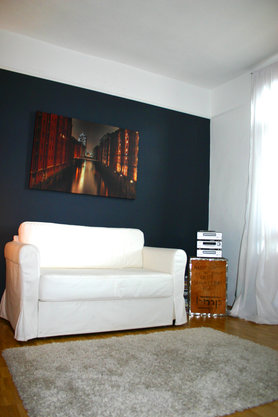 Gästezimmer mit Blick in die Speicherstadt