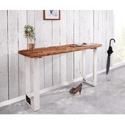 DELIFE Konsole Gravio 140x40 Altholz Braun Gestell Edelstahl poliert, Beistelltische