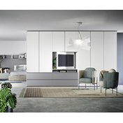 Novamobili Design Kleiderschrank Gola mit TV Fach Halterung Nische Element Schlafzimmer Wohnzimmer für kleine schmale Wohnungen Einraumwohnungen Weiß