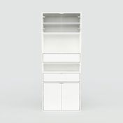 Vitrine Weiß - Moderne Glasvitrine: Schubladen in Weiß & Türen in Weiß - Hochwertige Materialien - 77 x 194 x 34 cm, konfigurierbar