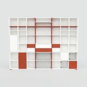 Vitrine Weiß - Moderne Glasvitrine: Schubladen in Terrakotta & Türen in Kristallglas klar - Hochwertige Materialien - 308 x 234 x 37 cm, konfigurierbar