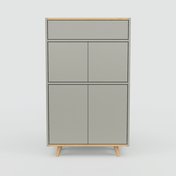 Kommode Grau - Lowboard: Schubladen in Grau & Türen in Grau - Hochwertige Materialien - 77 x 129 x 34 cm, konfigurierbar
