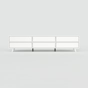 Lowboard Weiß - Designer-TV-Board: Schubladen in Weiß - Hochwertige Materialien - 226 x 52 x 34 cm, Komplett anpassbar