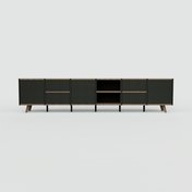 Lowboard Schwarz - TV-Board: Schubladen in Schwarz & Türen in Schwarz - Hochwertige Materialien - 233 x 52 x 34 cm, Komplett anpassbar