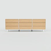 Lowboard Eiche - Designer-TV-Board: Schubladen in Eiche - Hochwertige Materialien - 226 x 72 x 34 cm, Komplett anpassbar