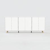 Sideboard Weiß - Designer-Sideboard: Türen in Weiß - Hochwertige Materialien - 226 x 91 x 34 cm, Individuell konfigurierbar