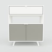 Highboard Grau - Highboard: Schubladen in Weiß & Türen in Grau - Hochwertige Materialien - 77 x 91 x 34 cm, Selbst designen