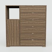 Kommode Nussbaum - Lowboard: Schubladen in Nussbaum & Türen in Nussbaum - Hochwertige Materialien - 115 x 119 x 34 cm, konfigurierbar