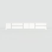 Lowboard Weiß - TV-Board: Schubladen in Weiß & Türen in Weiß - Hochwertige Materialien - 264 x 42 x 34 cm, Komplett anpassbar