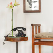 Runder Beistelltisch im Industrialstyle von Goldstein Runder Beistelltisch im Industrialstyle